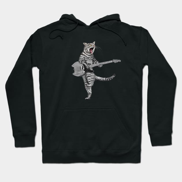 Buskers Guitar Cat Hoodie by Dual Rogue